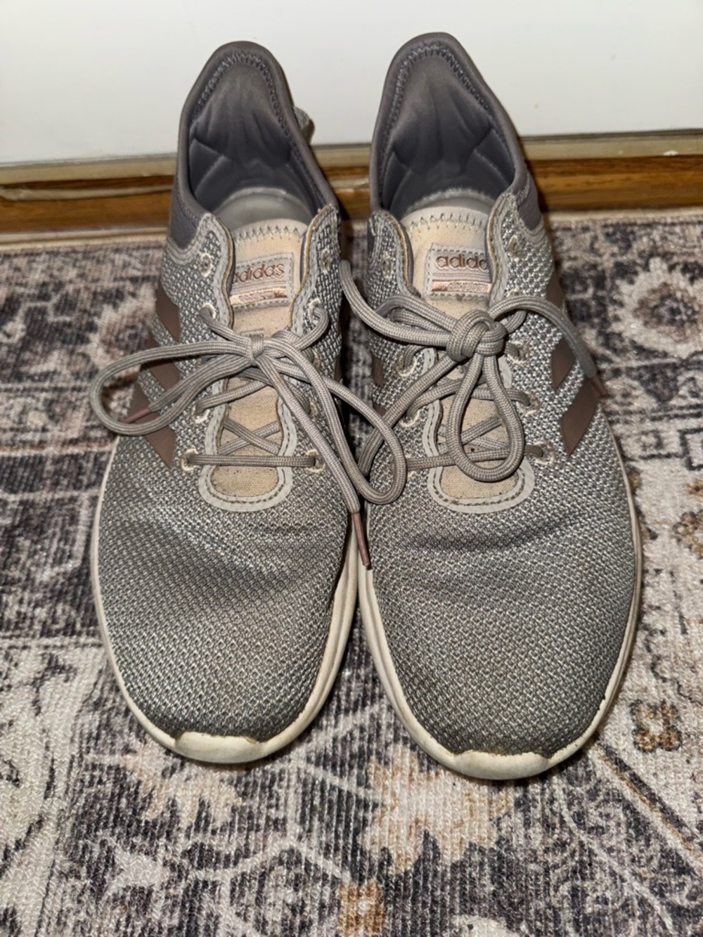 adidas Women’s Gray Knit Lace-Up Sneakers